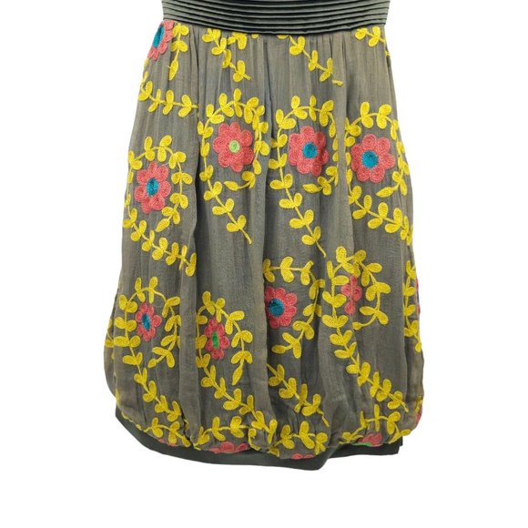 Nikka Strapless Floral Embroidered Top Mini Dress Womens Size 4 Side Zip - Picture 14 of 16